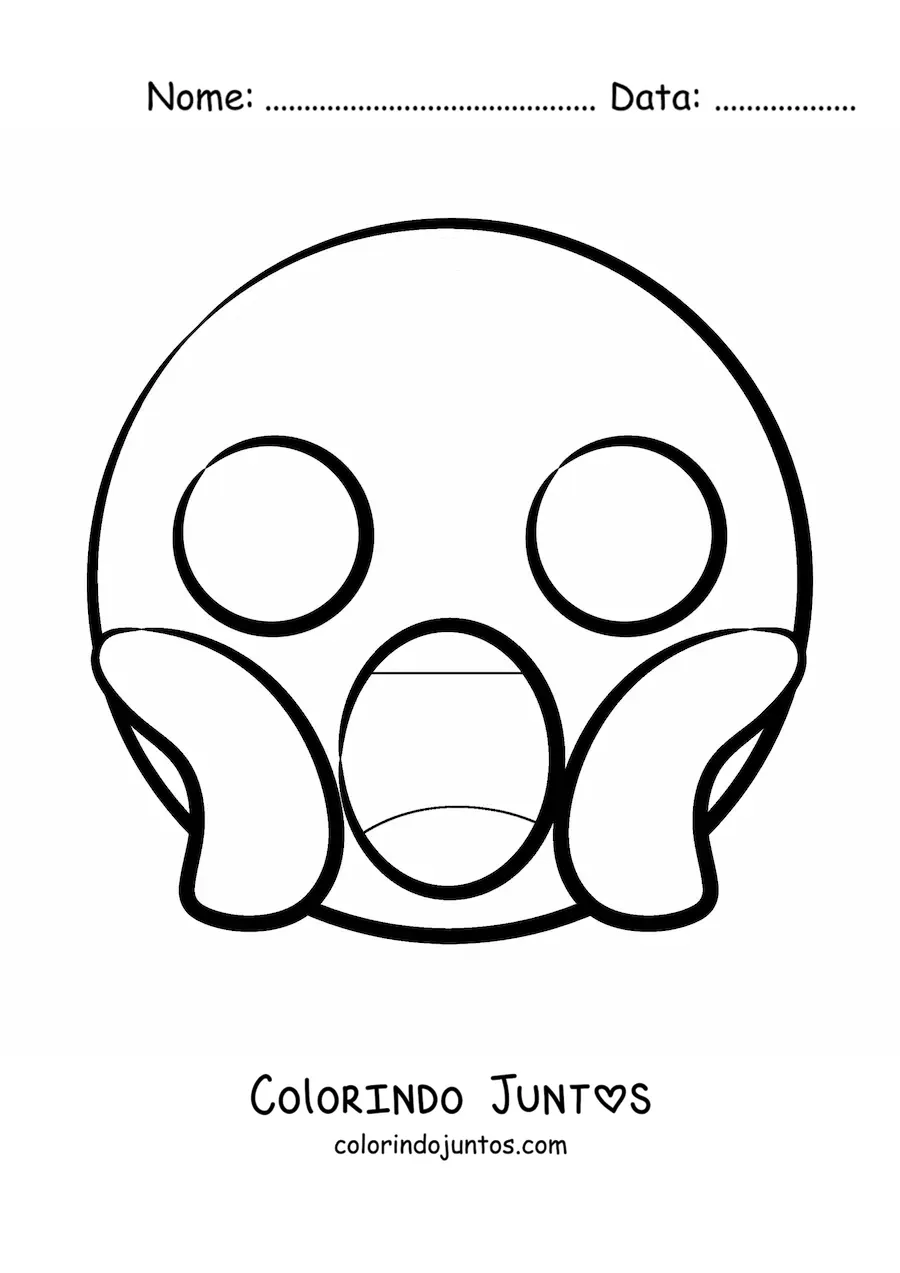 Desenho para colorir de cara gritando de medo