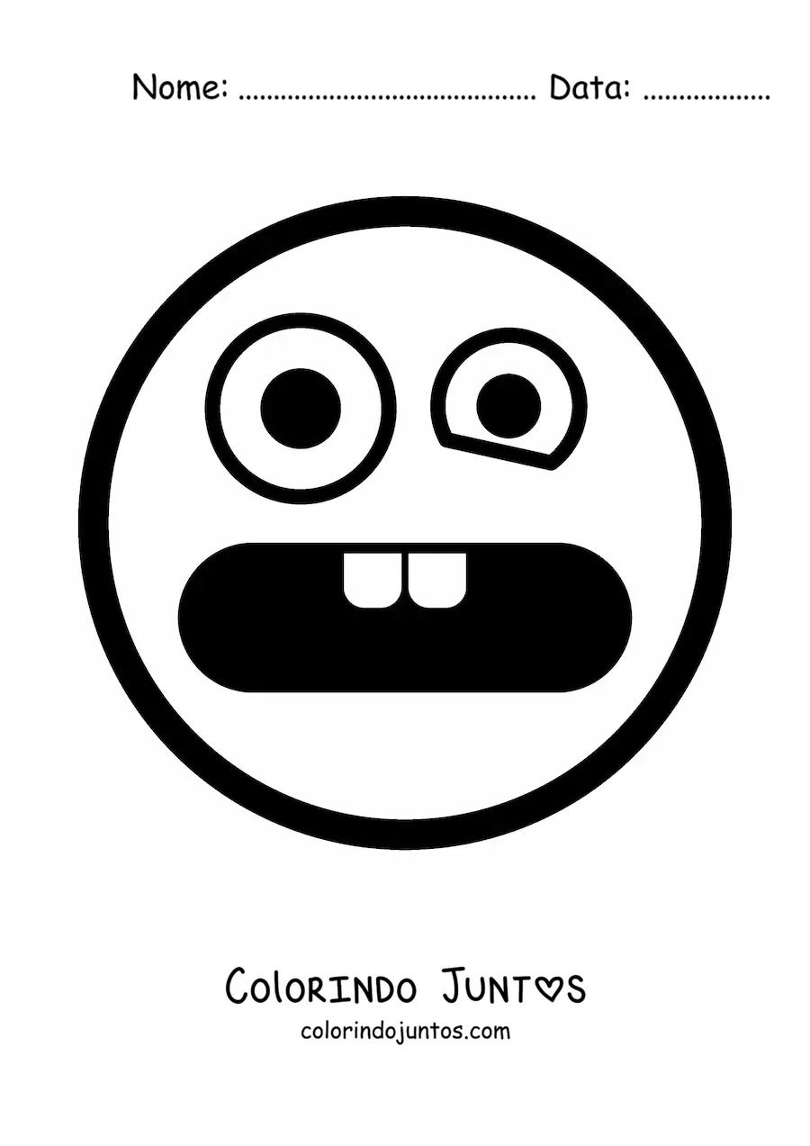Desenho para colorir de emoji medroso animado