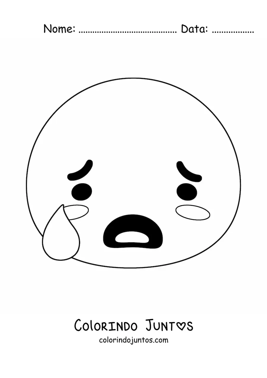 Desenho para colorir de emoji de medo animado