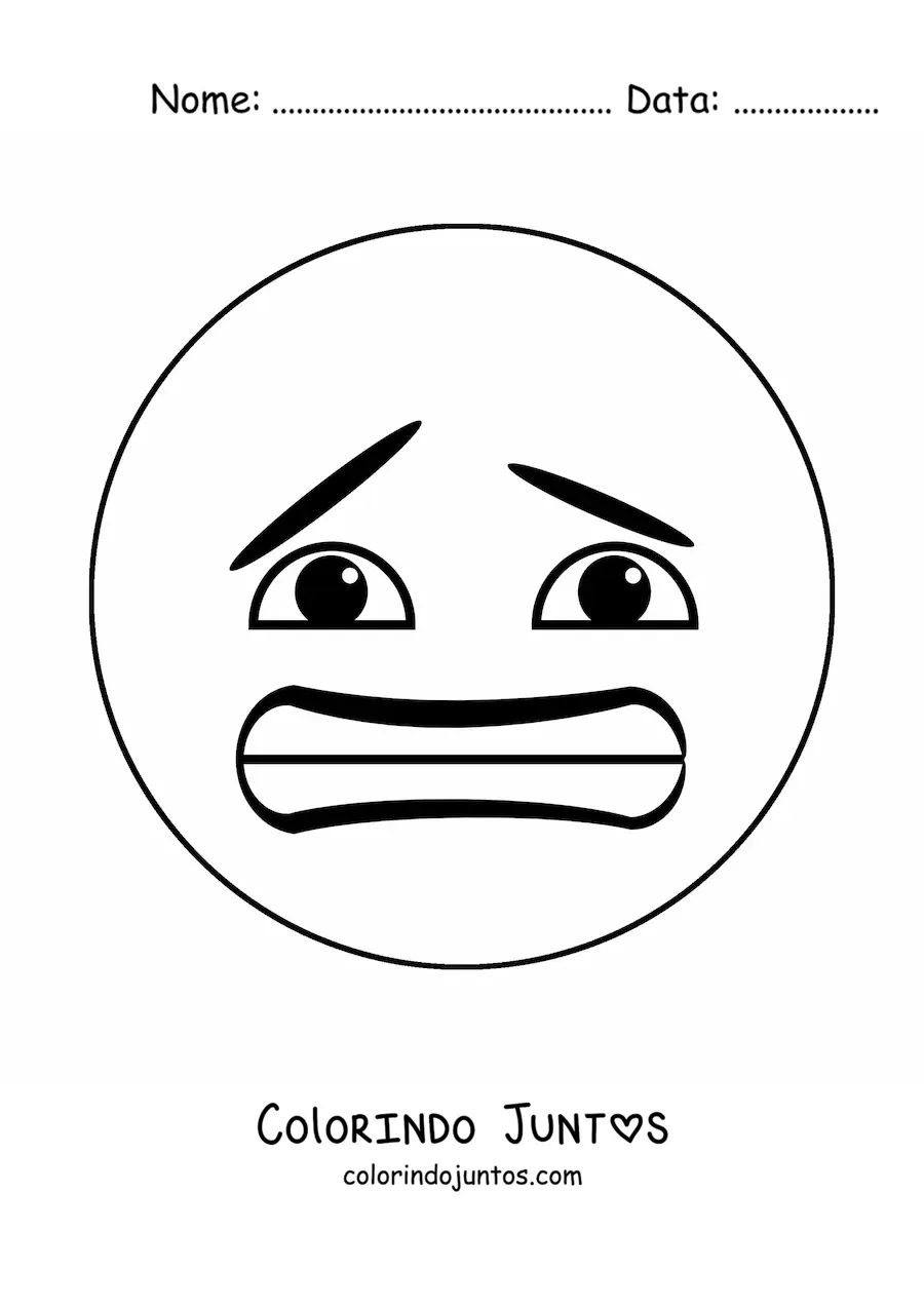 Desenho para colorir de emoji medroso