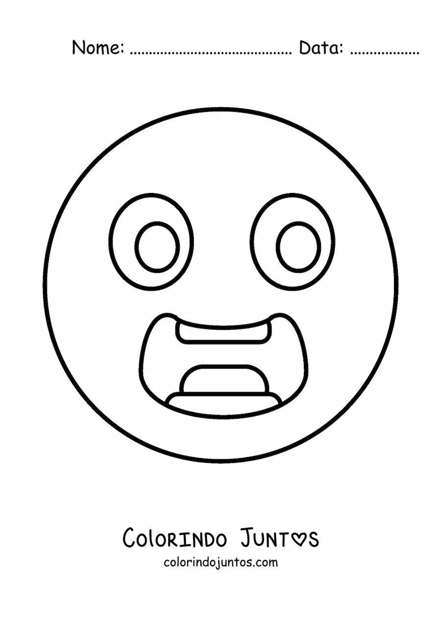Desenho para colorir de emoji de medo
