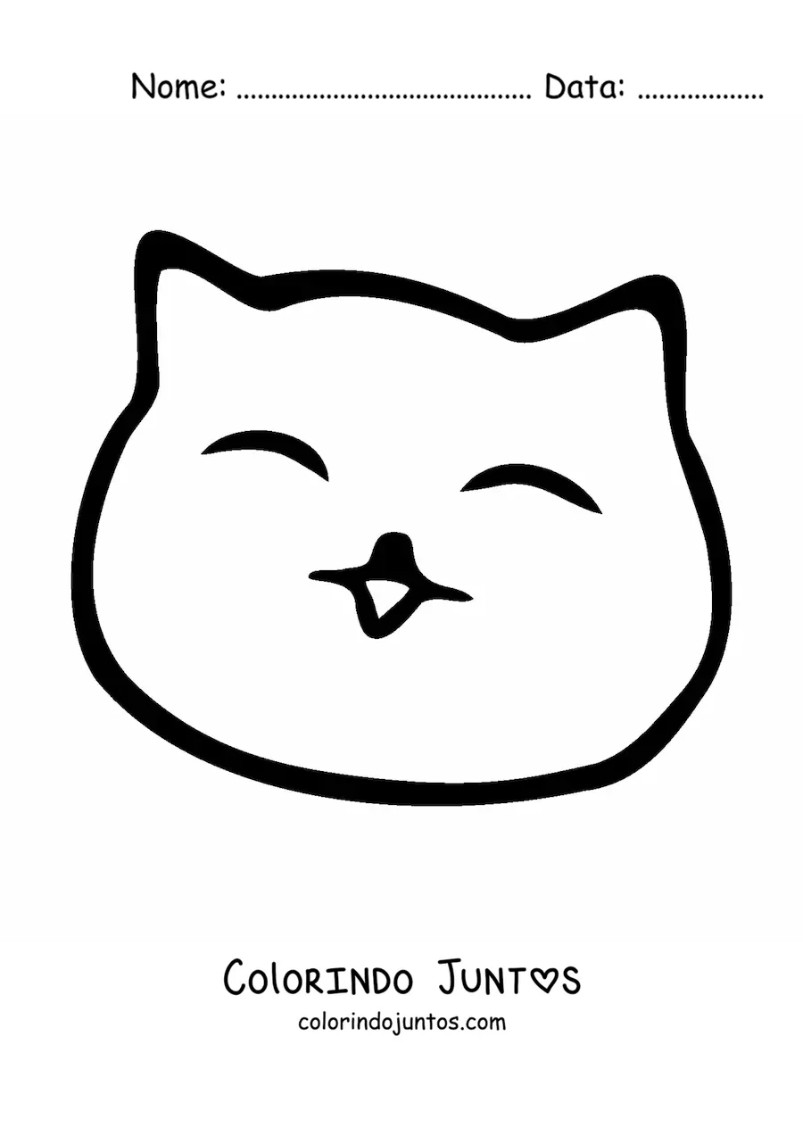 Desenho para colorir de emoji de gato feliz