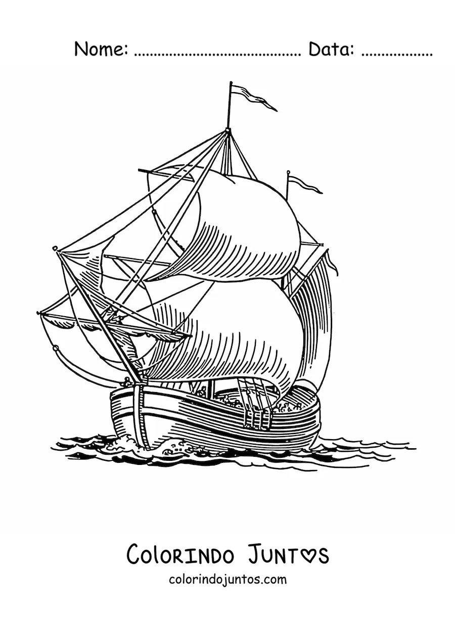 Desenho para colorir de um barco no mar