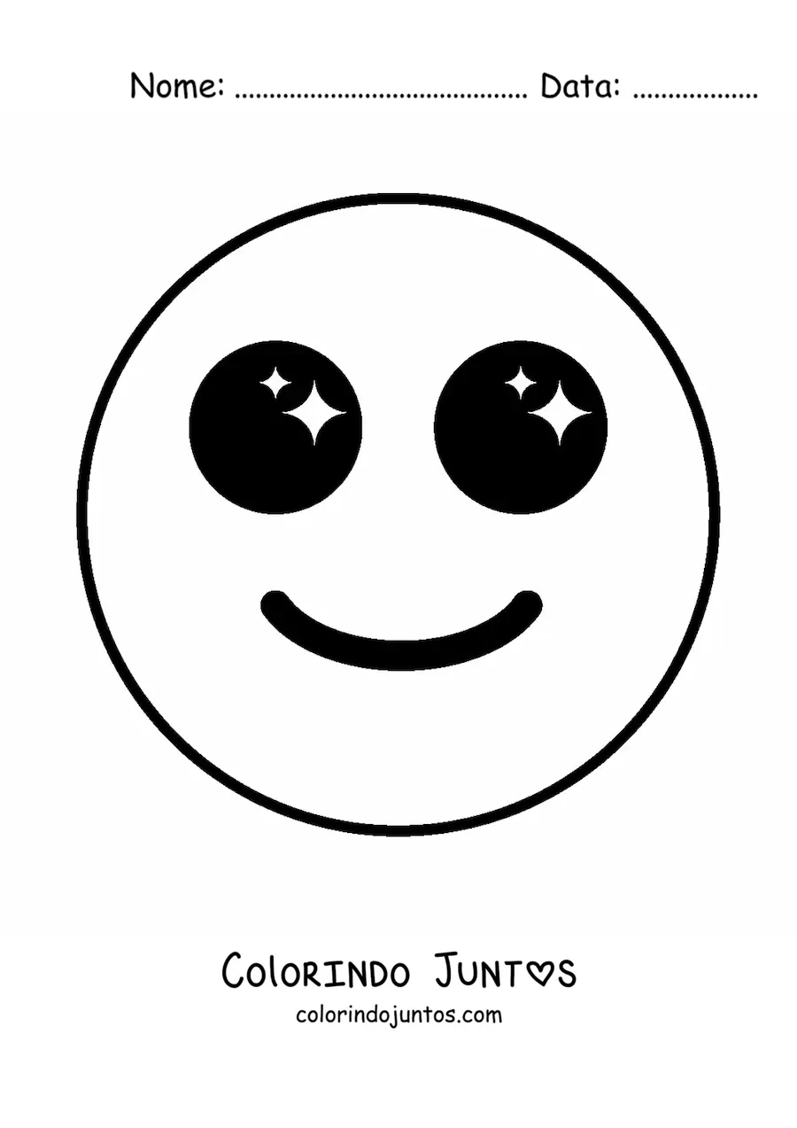 Desenho para colorir de emoji feliz com olhos grandes