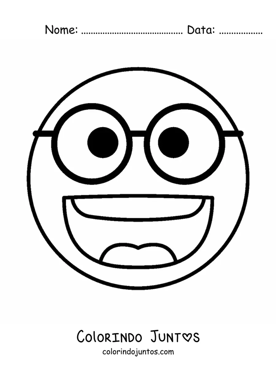 Desenho para colorir de cara feliz com oculos