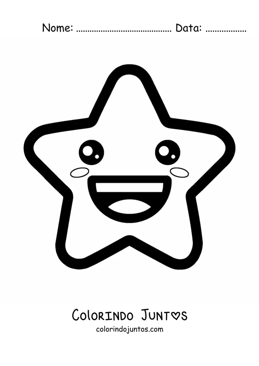 Desenho para colorir de emoji de estrela feliz
