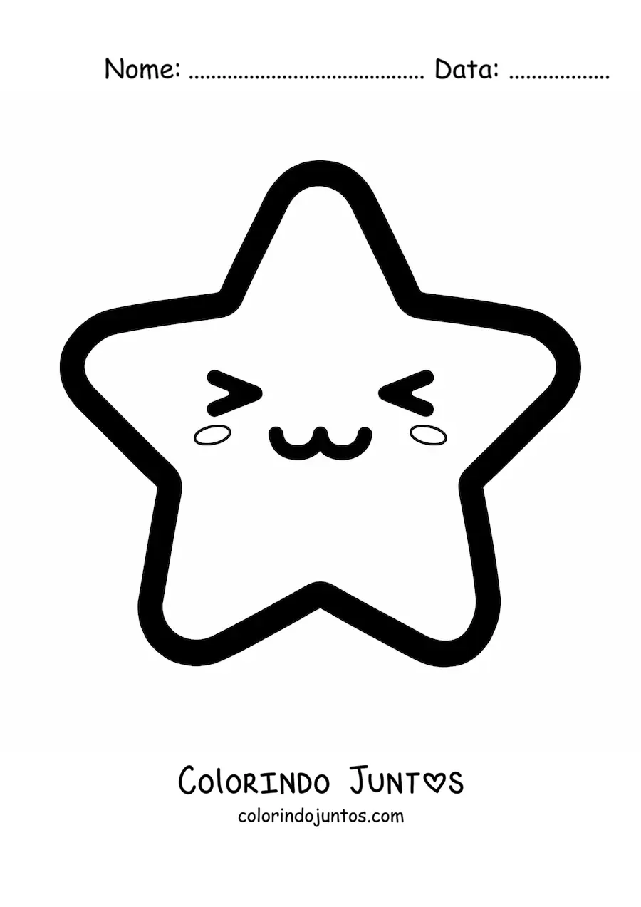 Desenho para colorir de emoji de estrela feliz kawaii