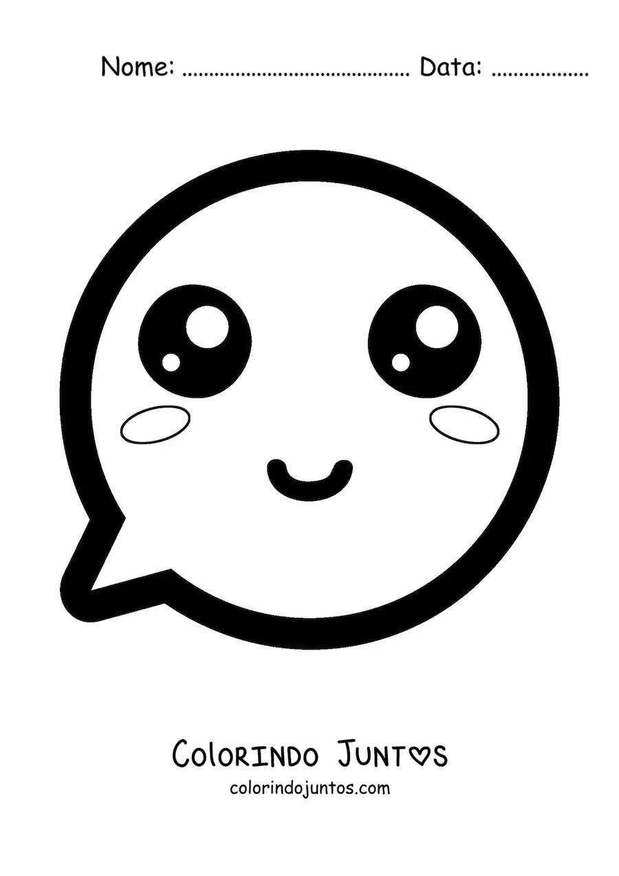Desenho para colorir de emoji de cara feliz kawaii