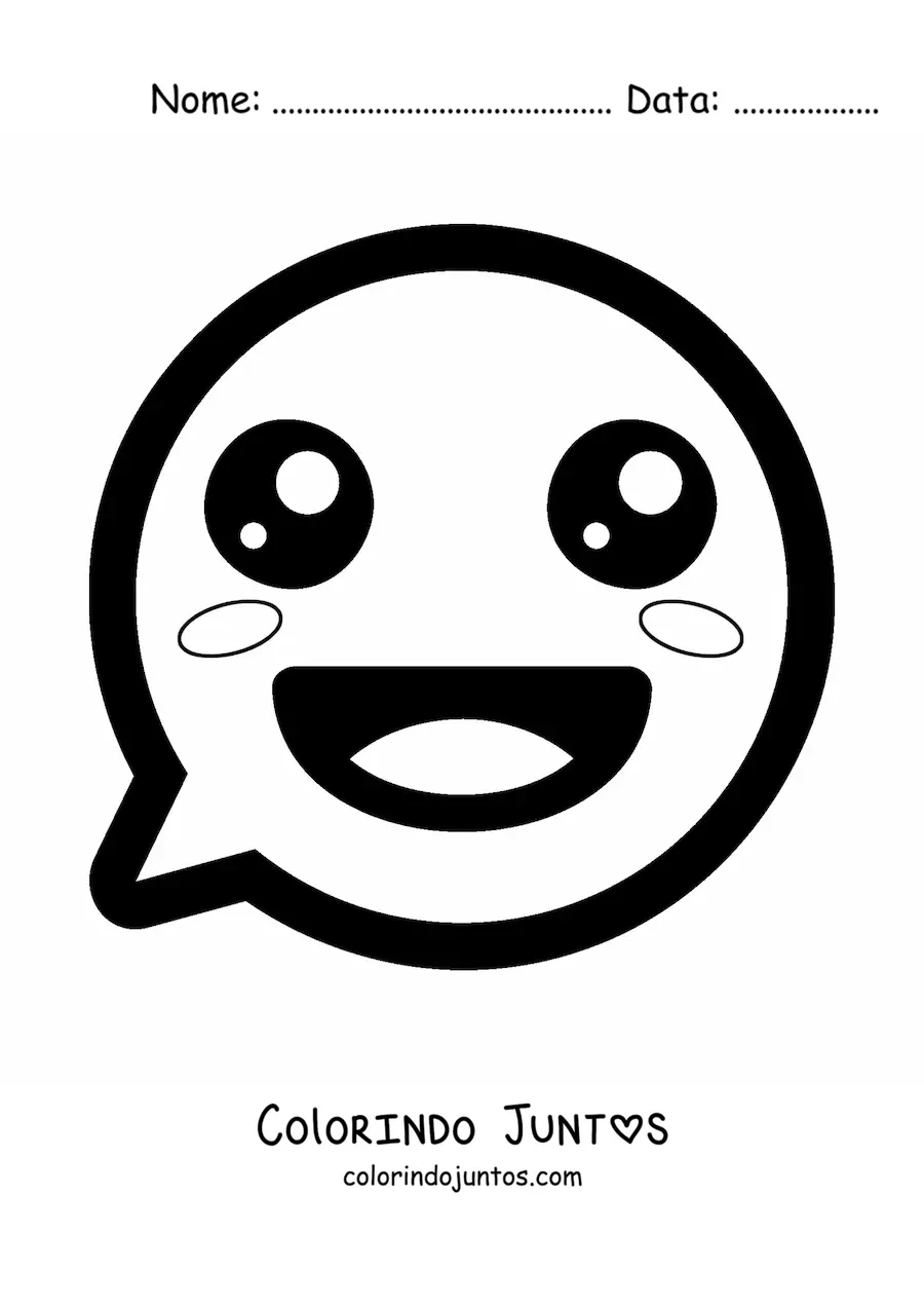 Desenho para colorir de emoji de cara sorridente kawaii