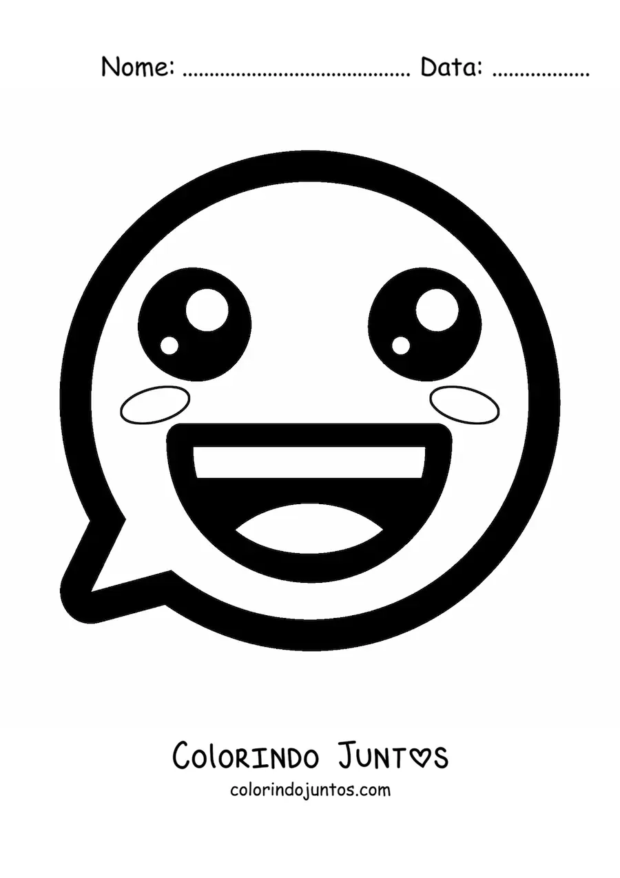 Desenho para colorir de carinha feliz kawaii animada
