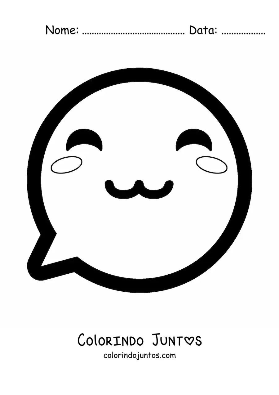 Desenho para colorir de emoji kawaii sorrindo