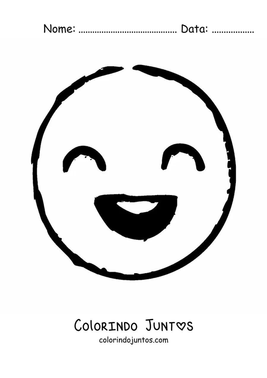 Desenho para colorir de emoji de felicidade