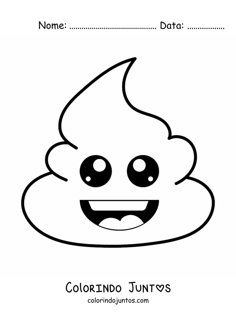 Desenho para colorir de emoji de cocozinho feliz kawaii
