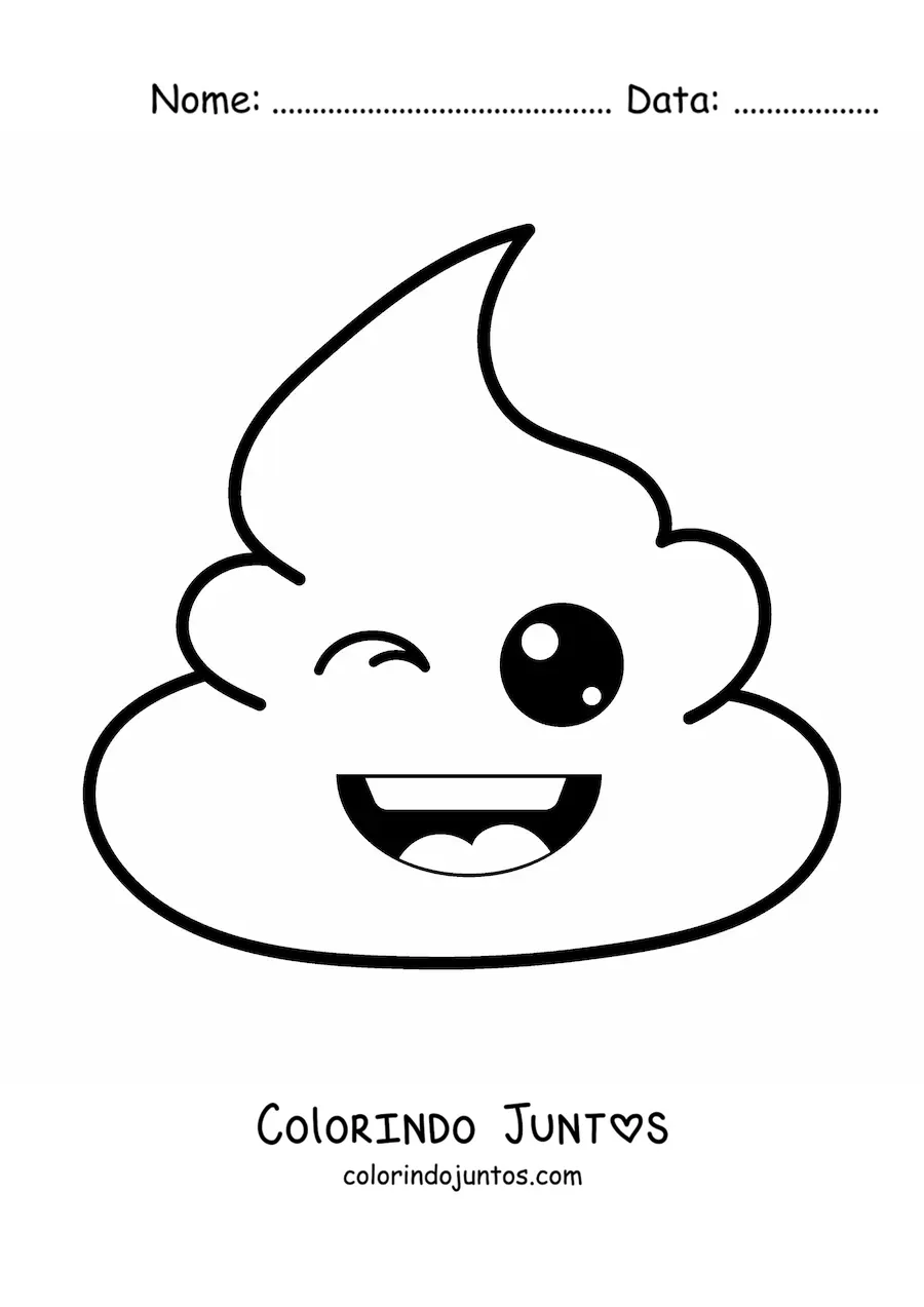 Desenho para colorir de emoji de cocozinho feliz