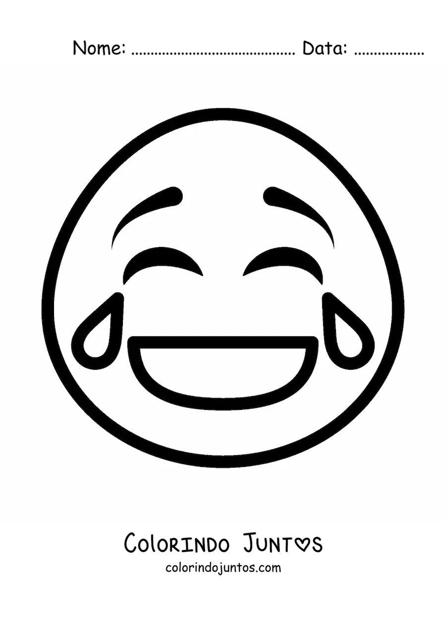 Desenho para colorir de emoticon de carinha rindo