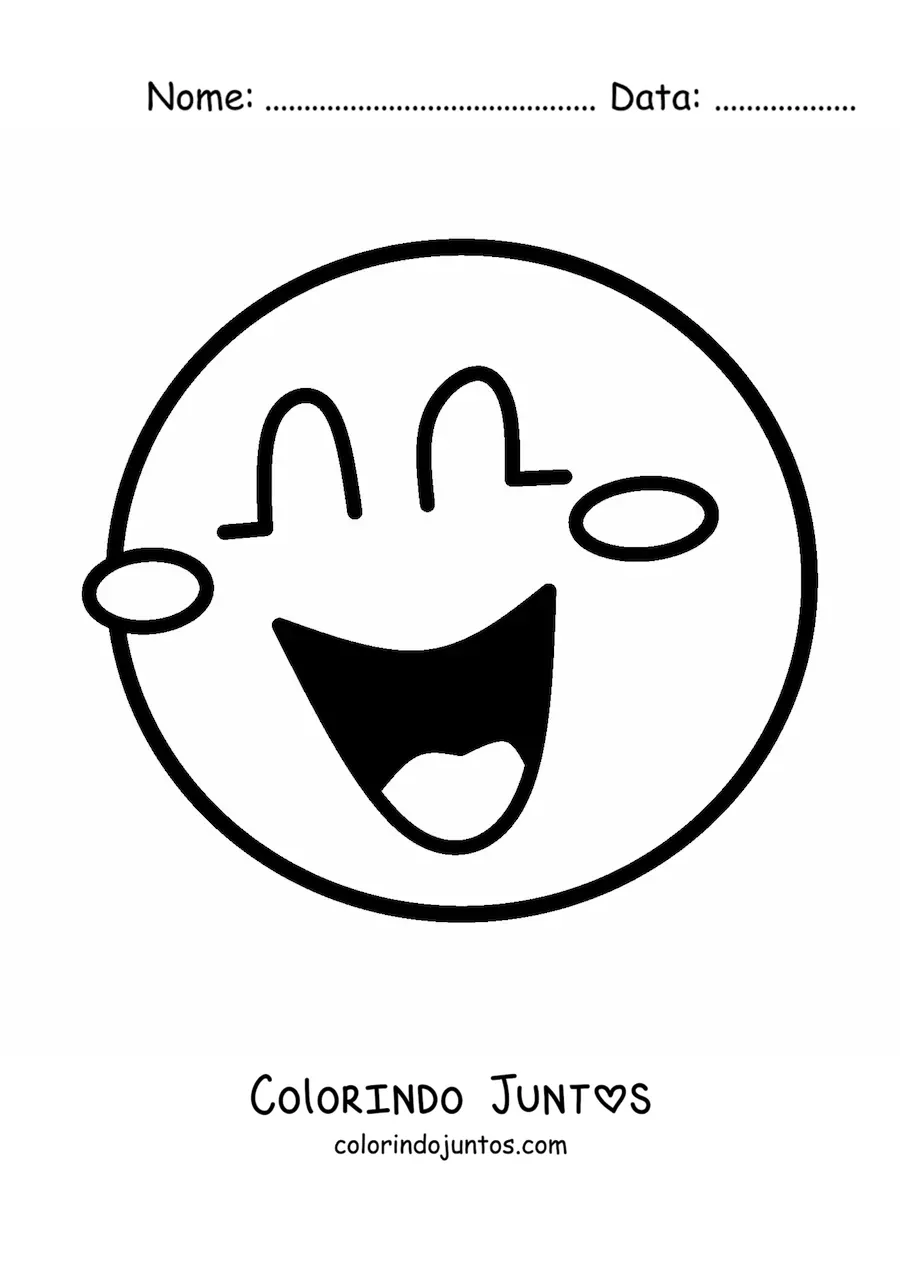 Desenho para colorir de emoticon de risada