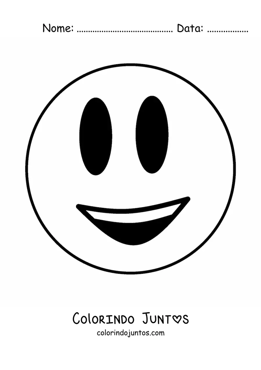 Desenho para colorir de emoticon de cara feliz
