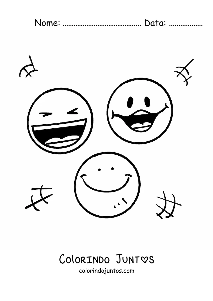 Desenho para colorir de emojis de caras felizes