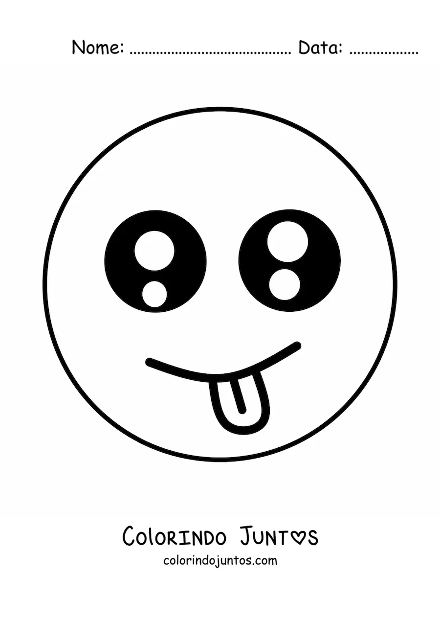 Desenho para colorir de emoticon de carinha feliz kawaii