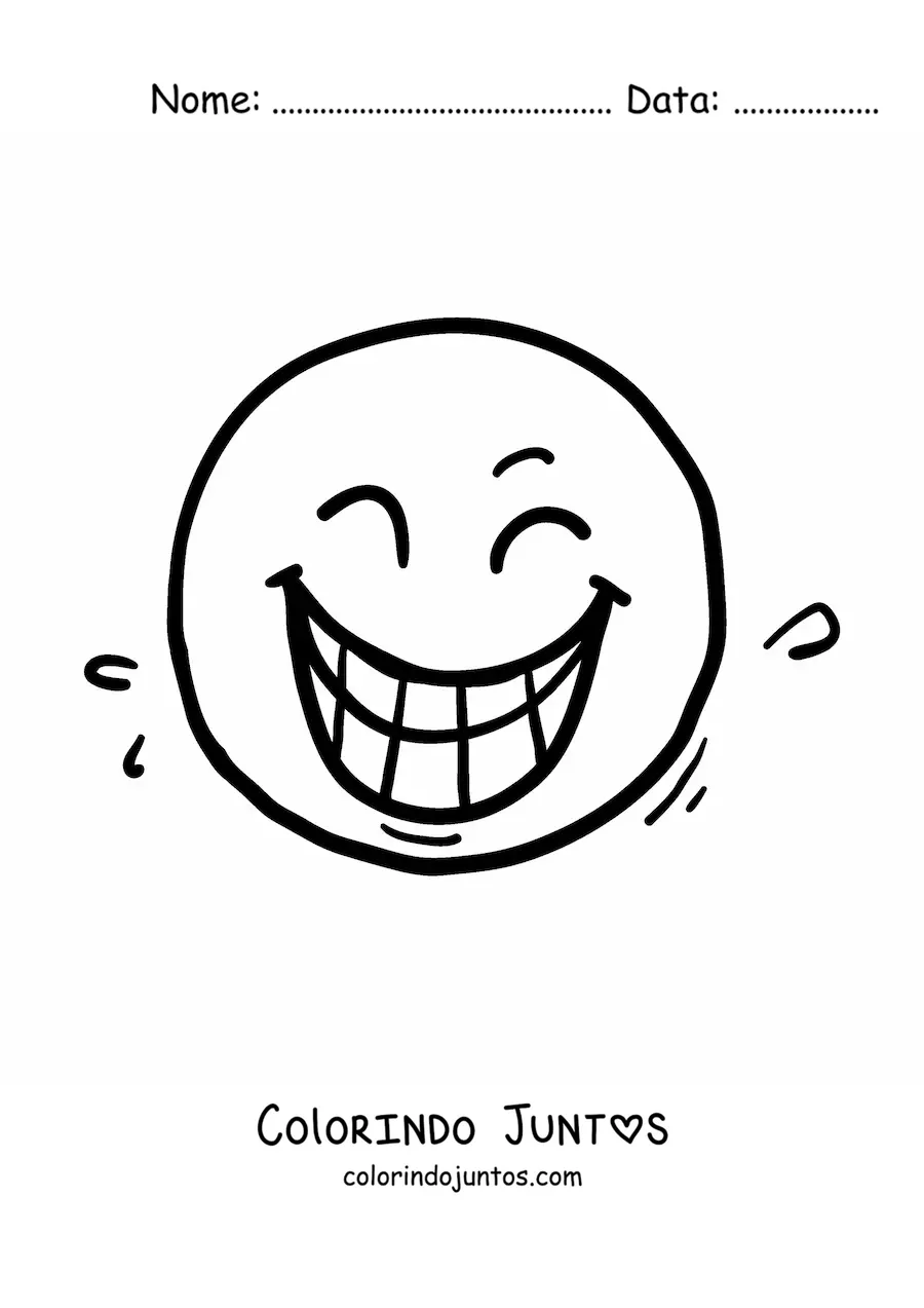 Desenho para colorir de emoticon de cara rindo