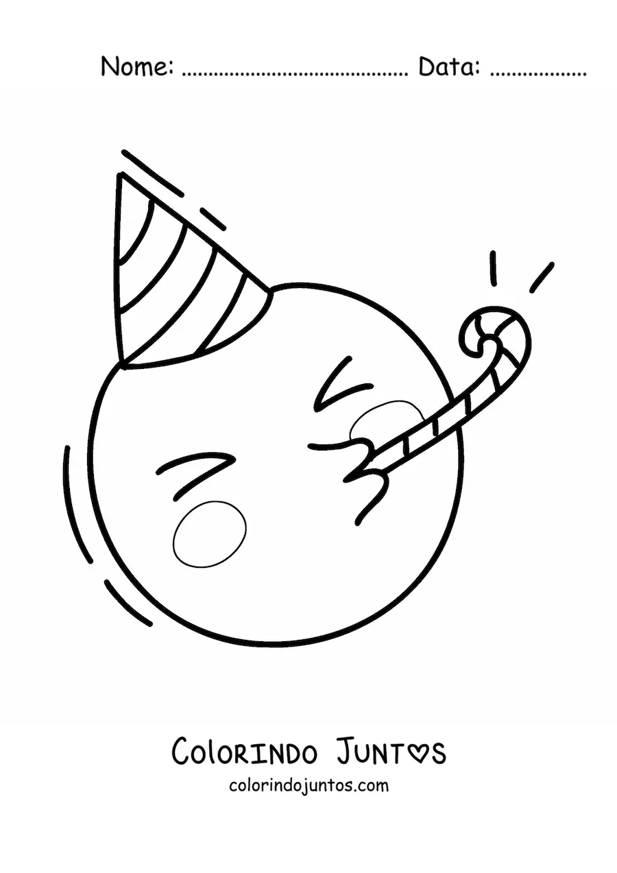 Desenho para colorir de emoji de aniversário