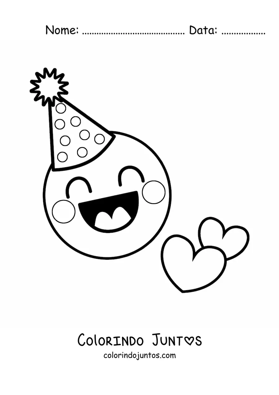 Desenho para colorir de emoji de feliz aniversário