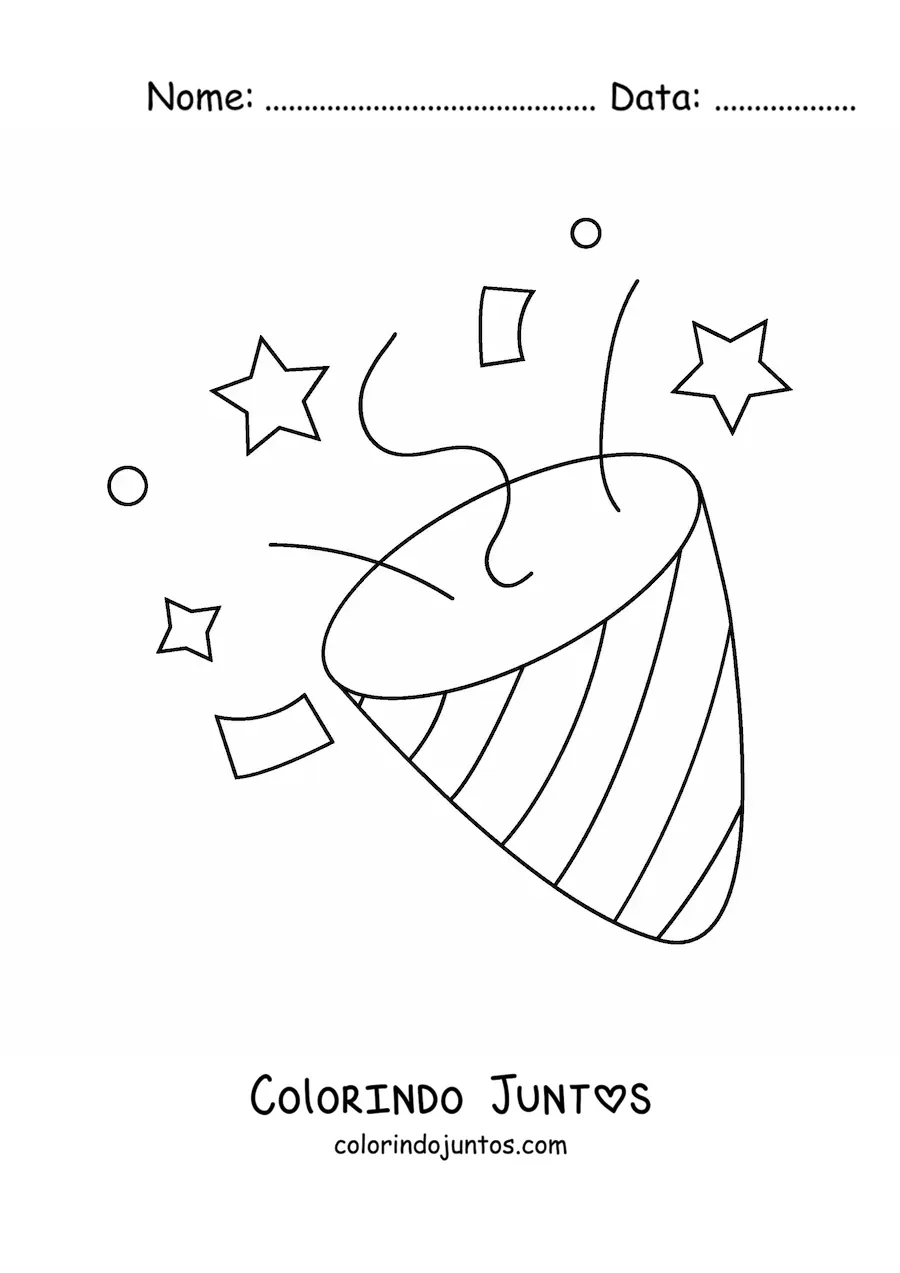 Desenho para colorir de emoji de lança-confete de festa