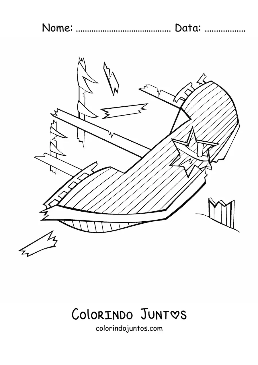 Desenho para colorir de um naufragio
