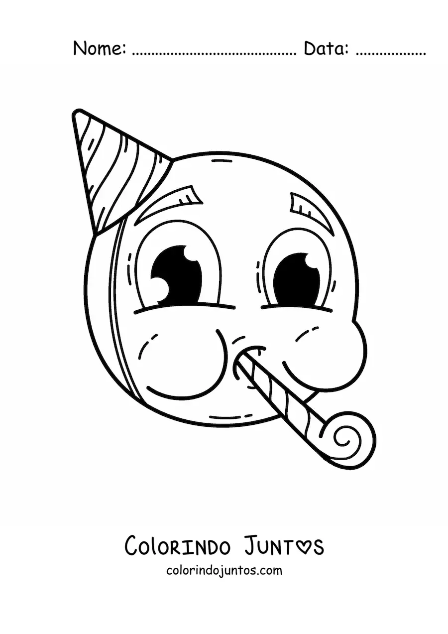 Desenho para colorir de emoji de aniversariante