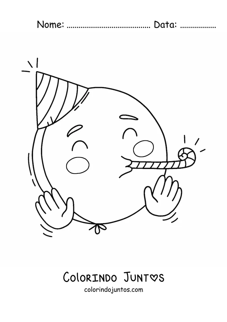 Desenho para colorir de emoji de comemoração de aniversário