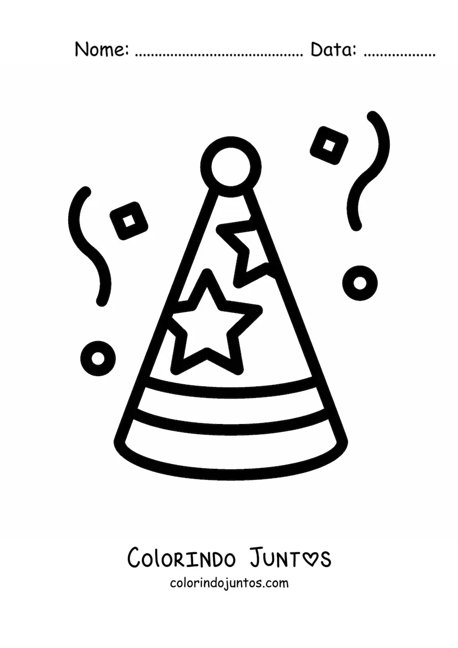 Desenho para colorir de emoji de um chapéu de festa de aniversário