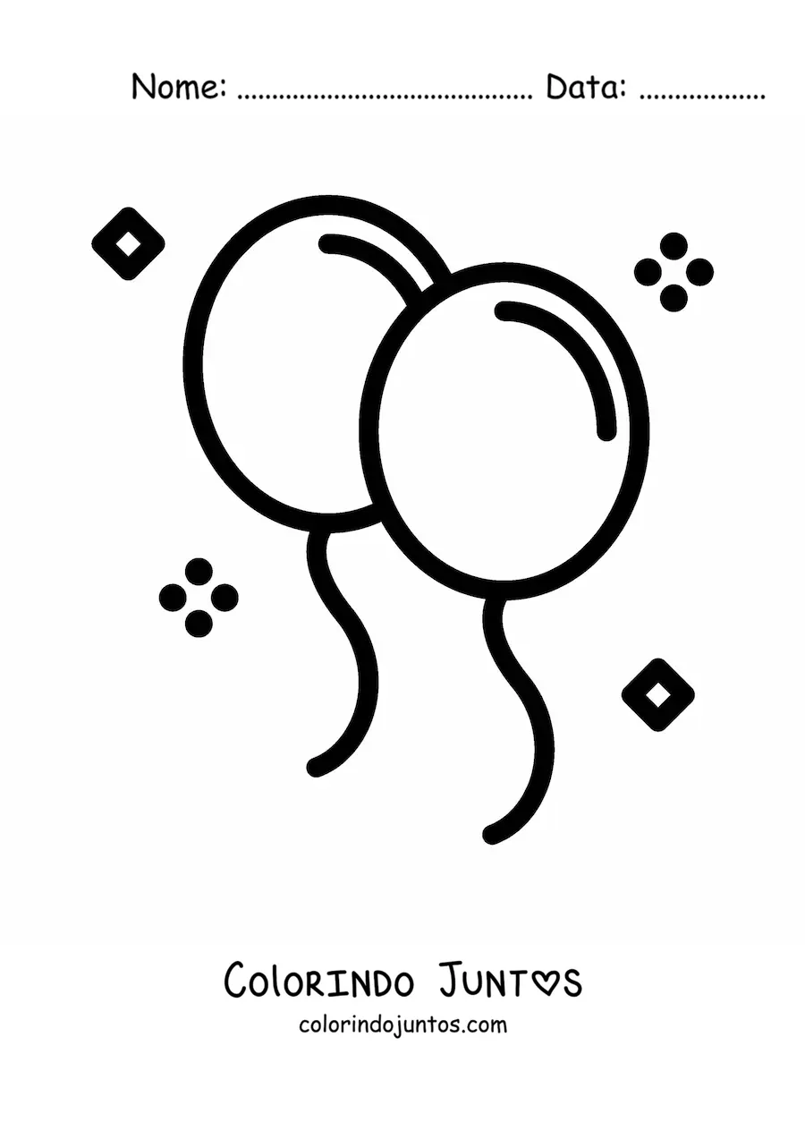 Desenho para colorir de emoji de balões de aniversário