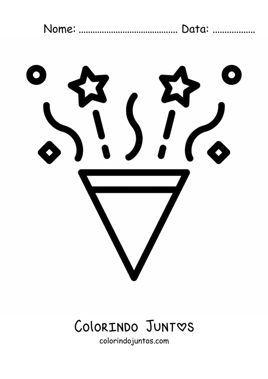 Desenho para colorir de emoji de lança-confete de festa de aniversário