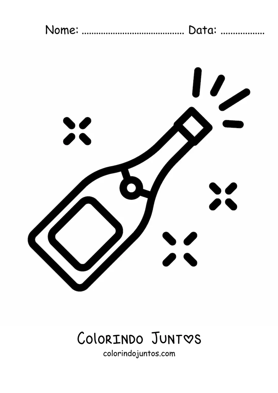 Desenho para colorir de emoji de champanhe de festa