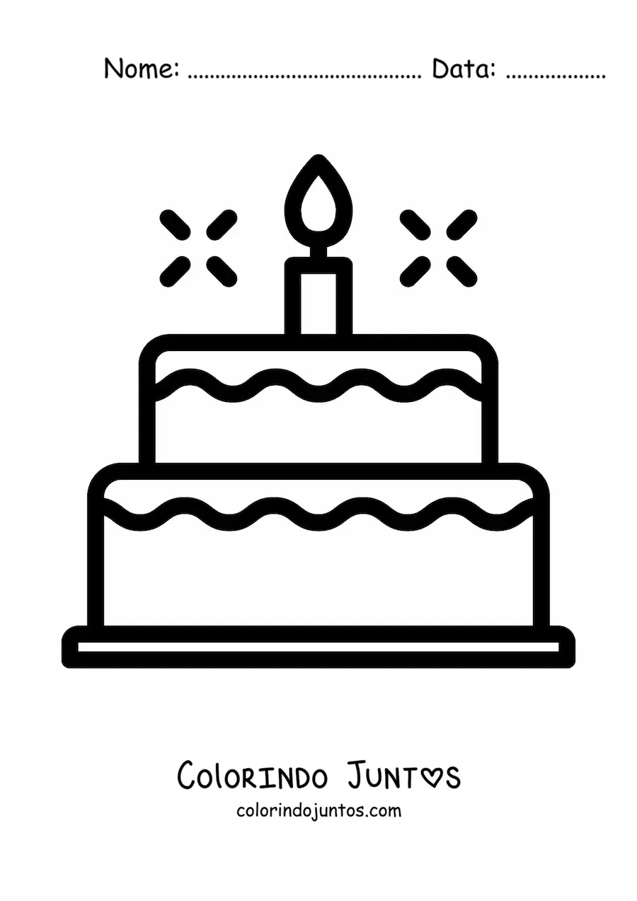 Desenho para colorir de emoji de bolo de aniversário