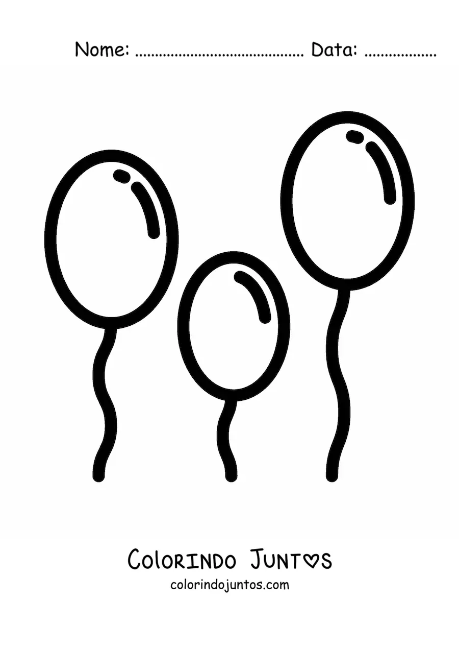 Desenho para colorir de emoji de balões de festa