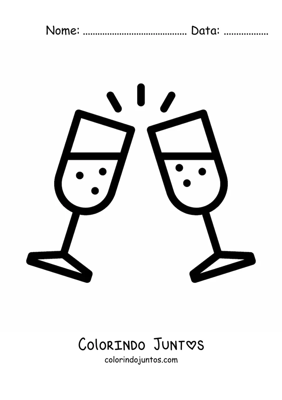Desenho para colorir de emoji de brinde de aniversário