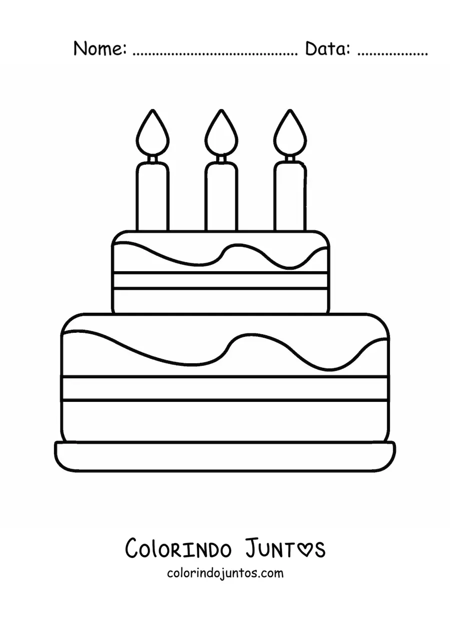 Desenho para colorir de emoji de torta de aniversário