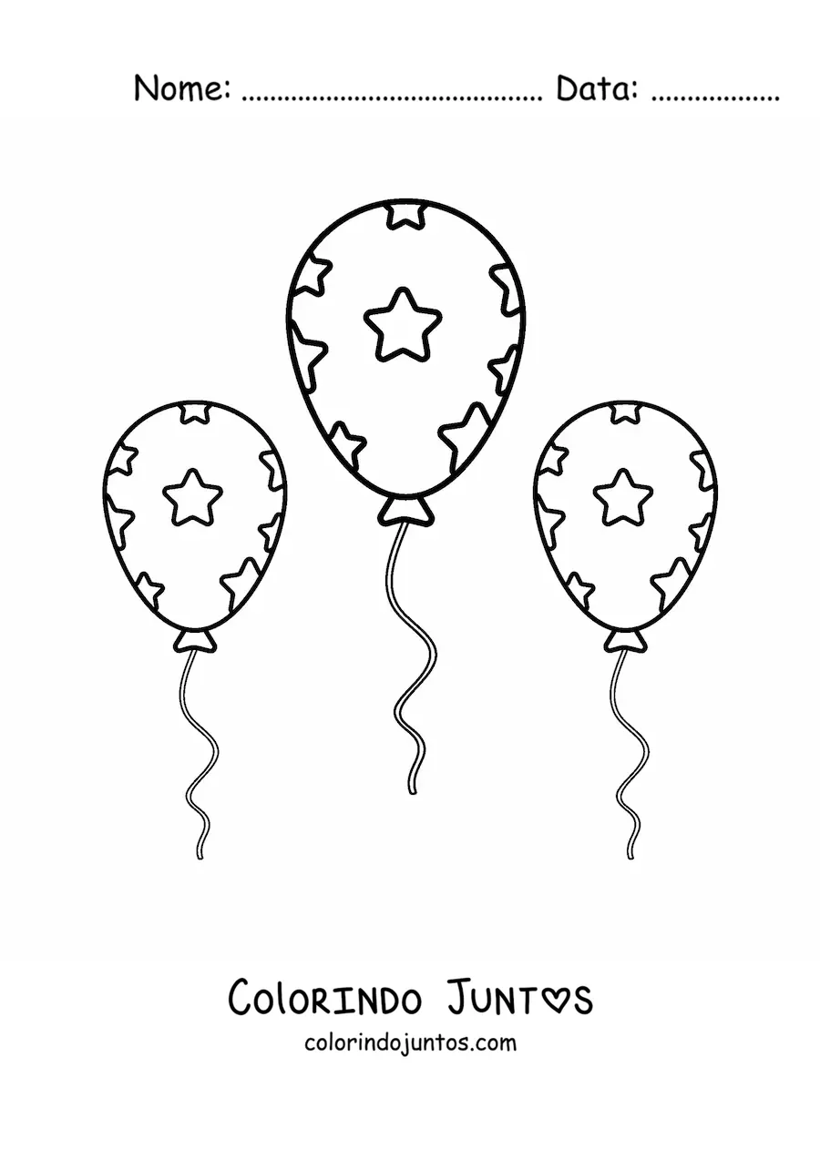 Desenho para colorir de emoji de balões de festa