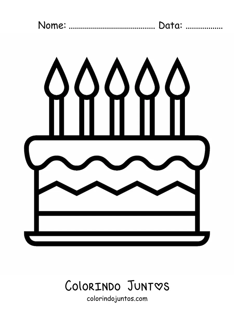 Desenho para colorir de emoji de bolo de aniversário