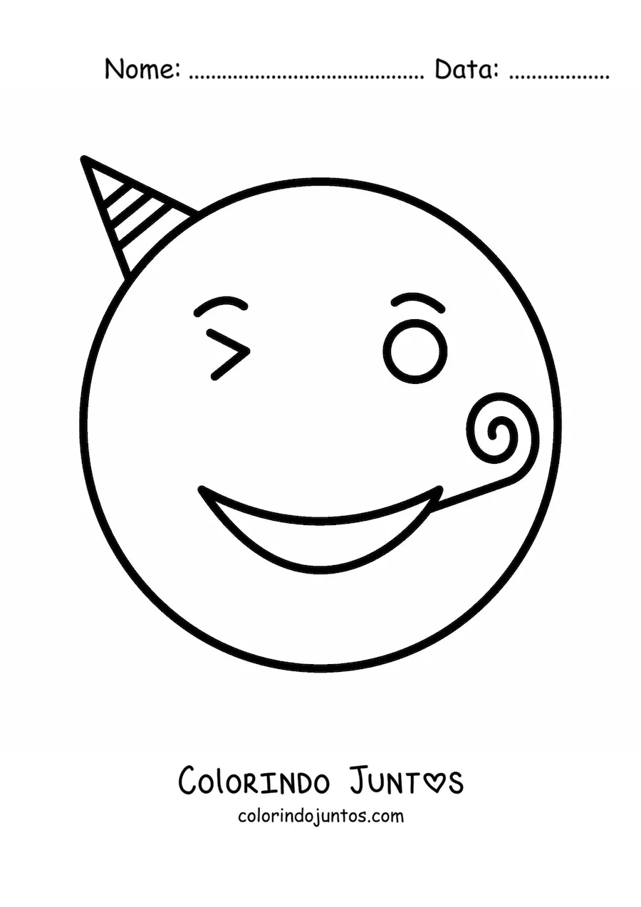 Desenho para colorir de emoji de festa