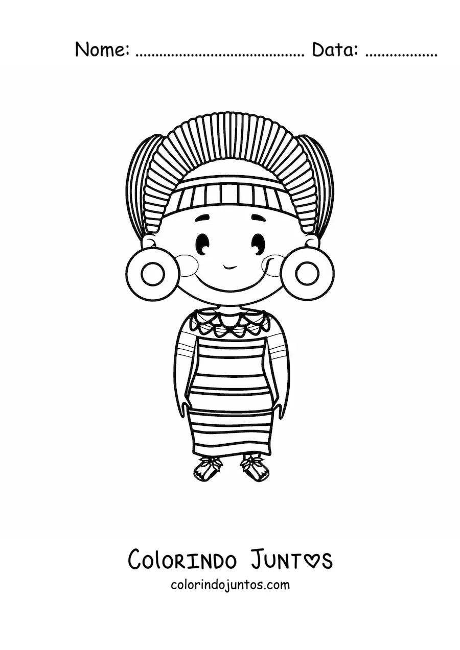Desenho para colorir de mulher maia