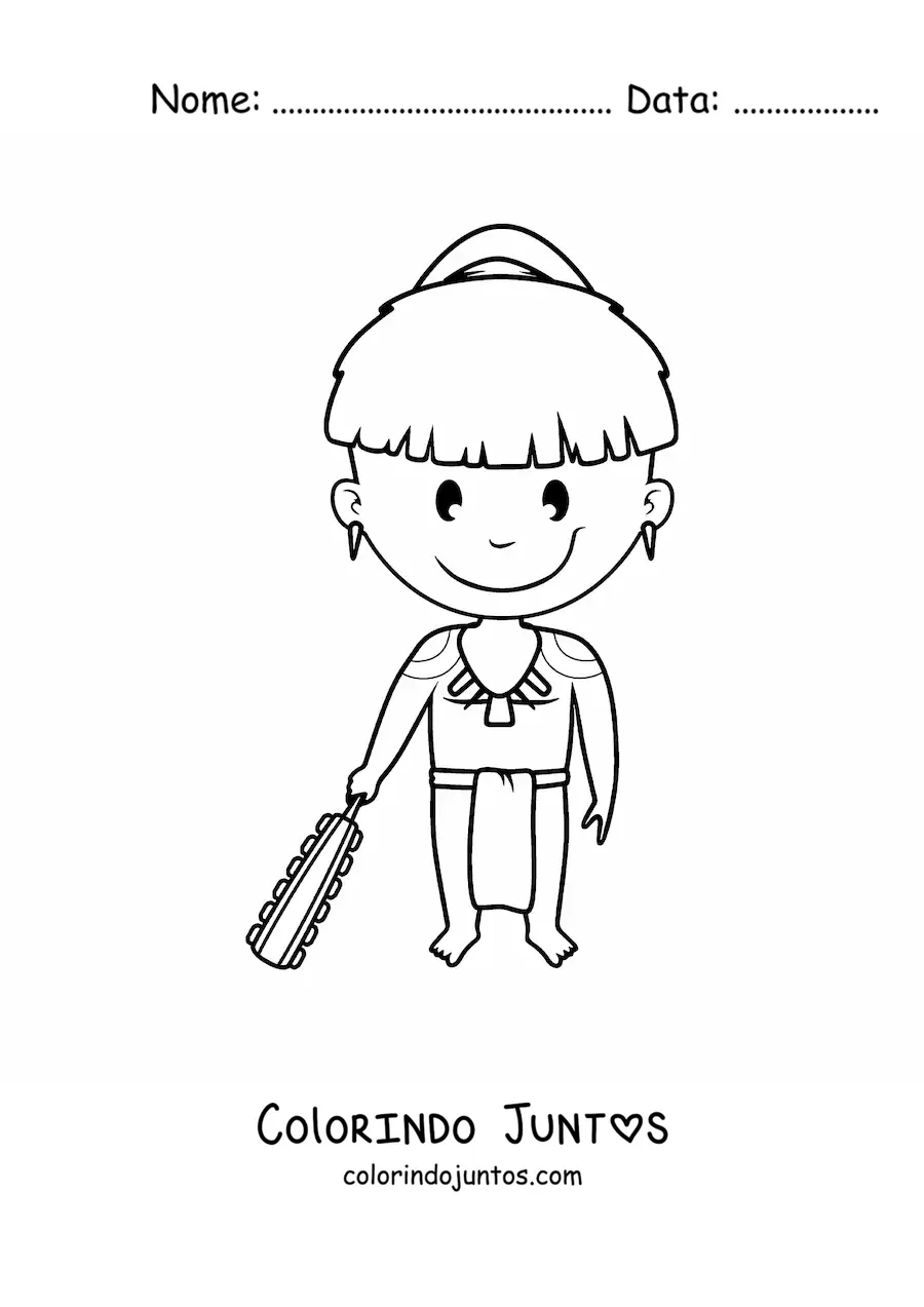 Desenho para colorir de homem maia