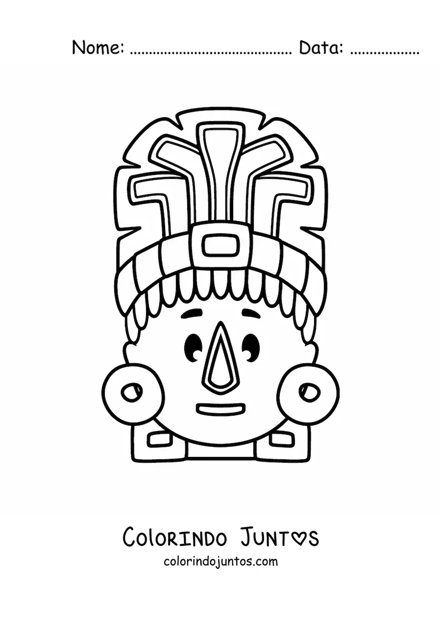 Desenho para colorir de máscara maia