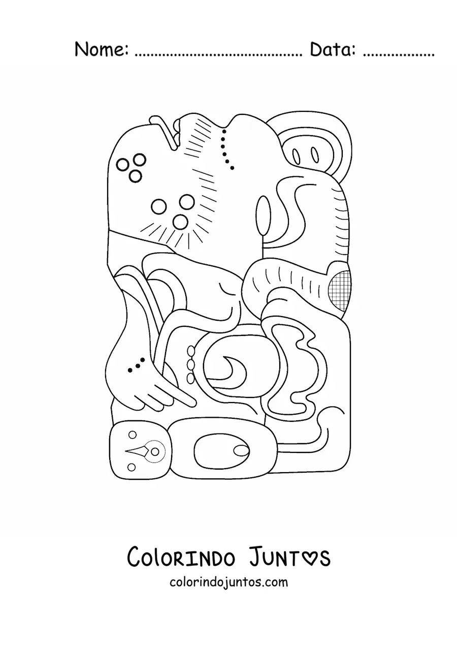 Desenho para colorir de hieróglifo maia