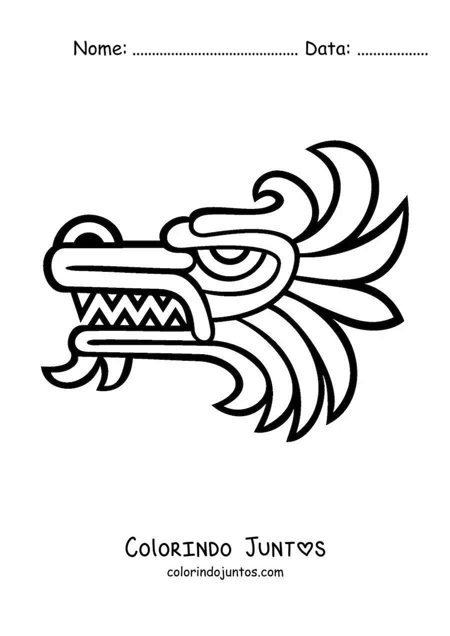 Desenho para colorir de escultura maia