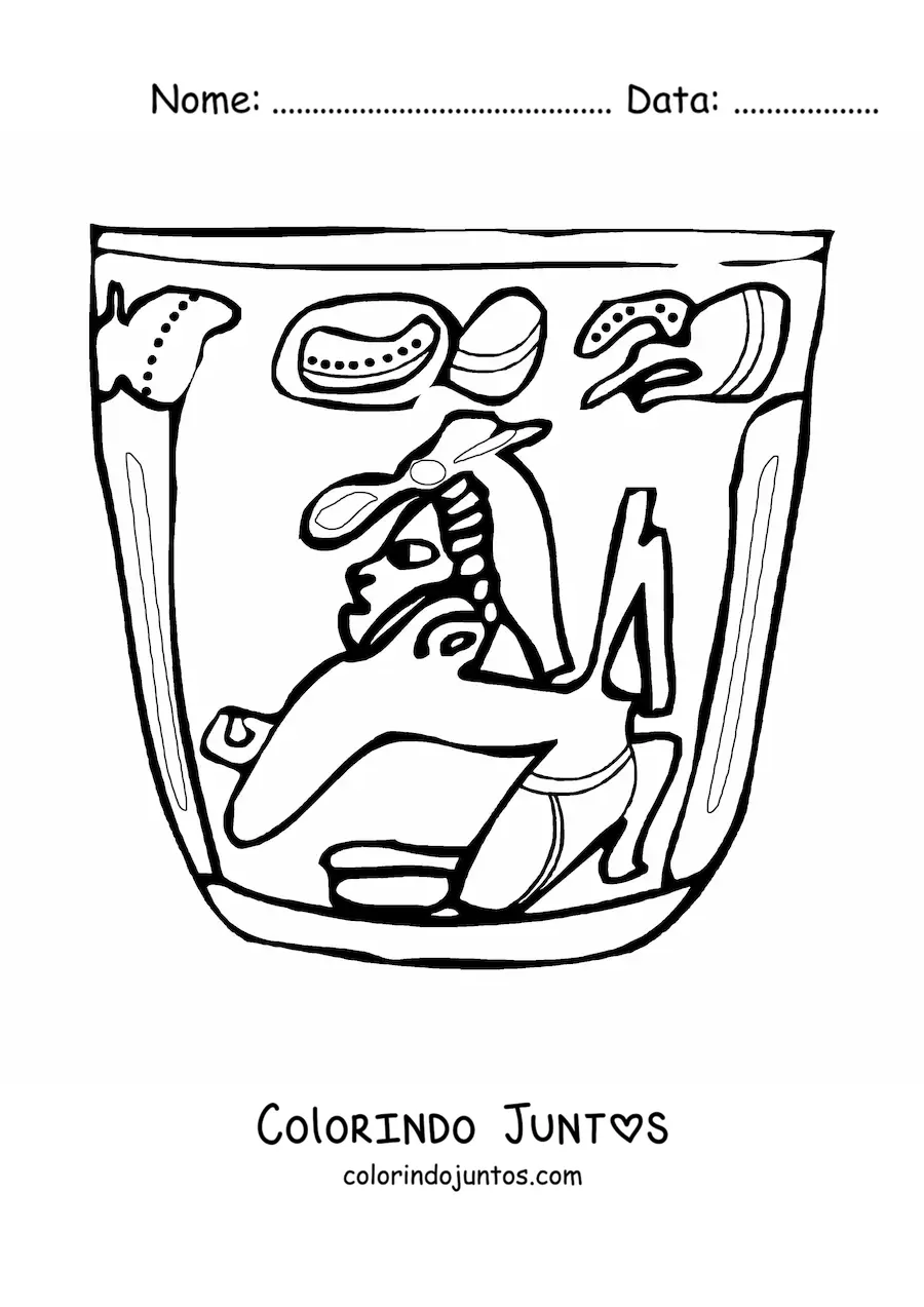 Desenho para colorir de vasilha maia