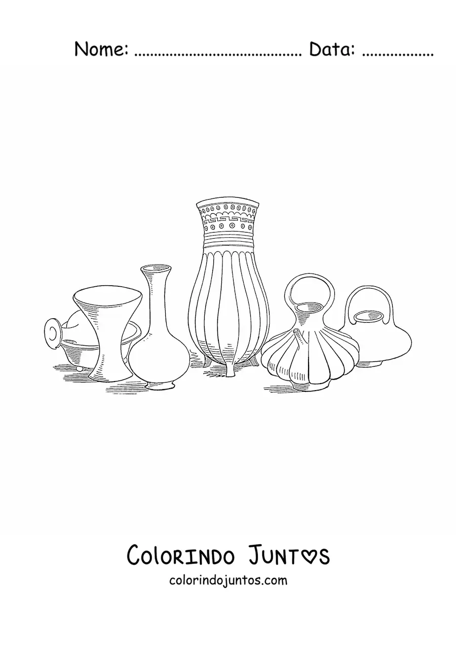 Desenho para colorir de cerâmica asteca