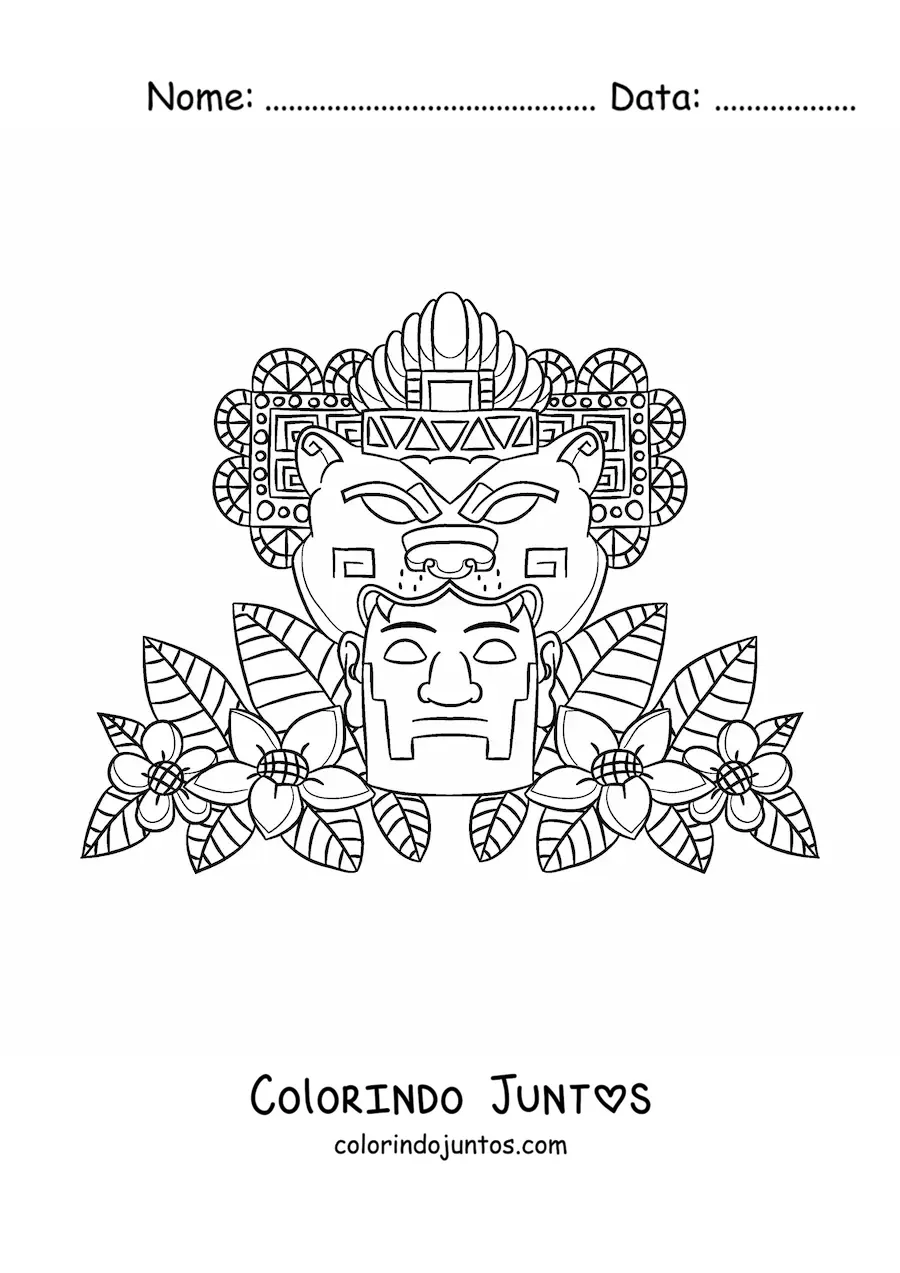 Desenho para colorir de arte da civilização asteca