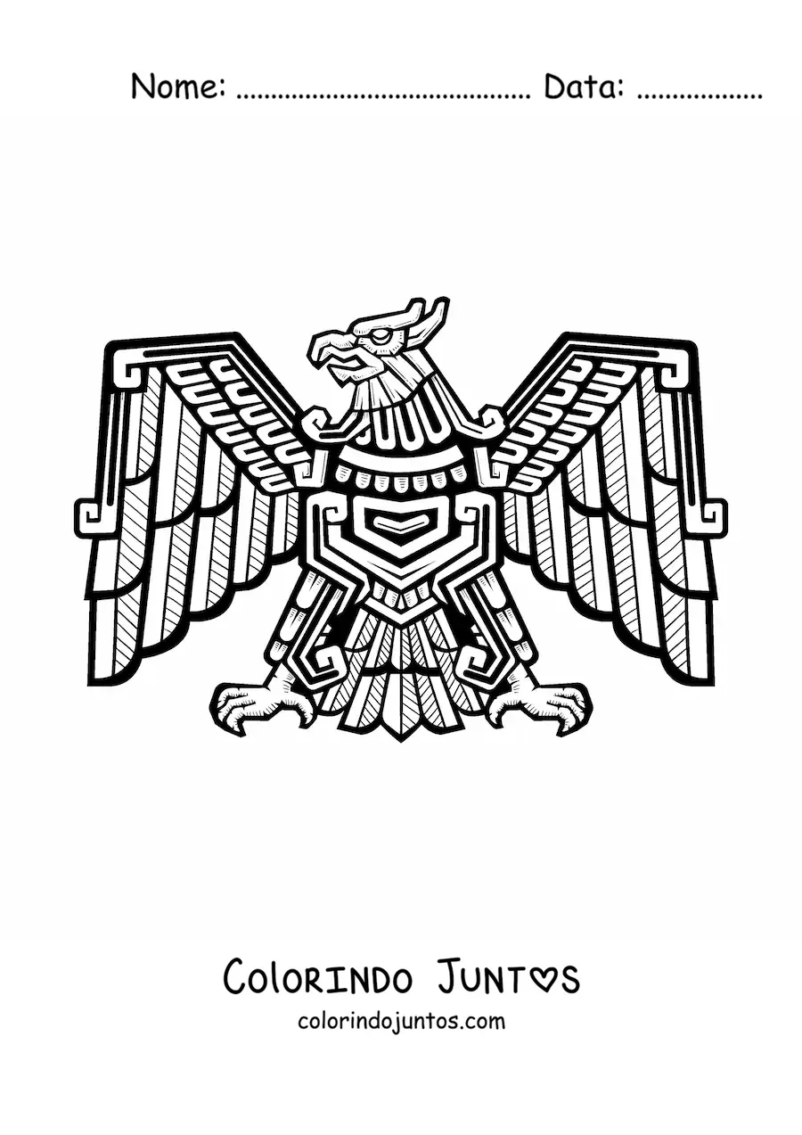 Desenho para colorir de escultura de águia asteca